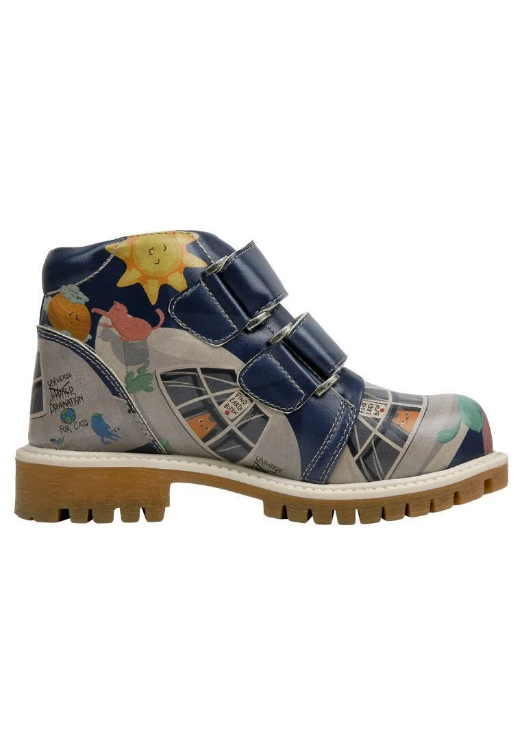 Enfants Cuir Vegan Multicolore Bottes - Universe Domination Motif