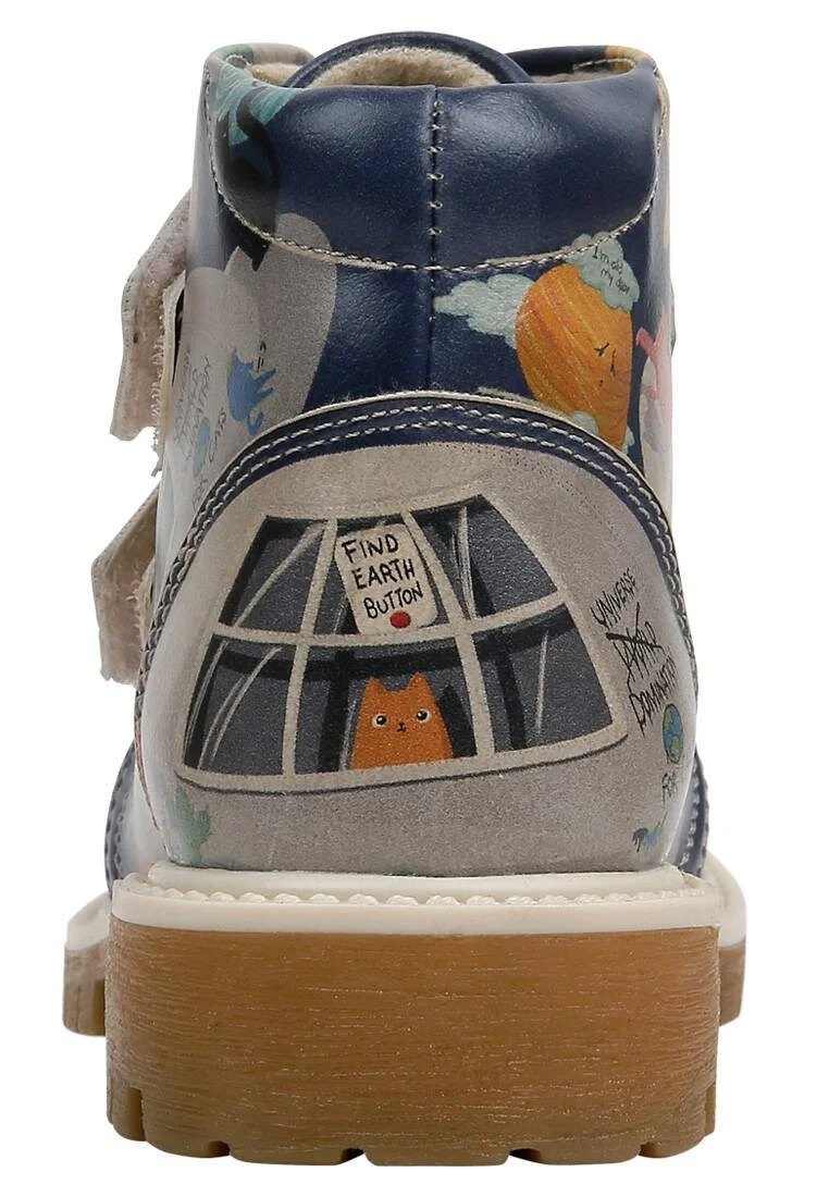 Enfants Cuir Vegan Multicolore Bottes - Universe Domination Motif