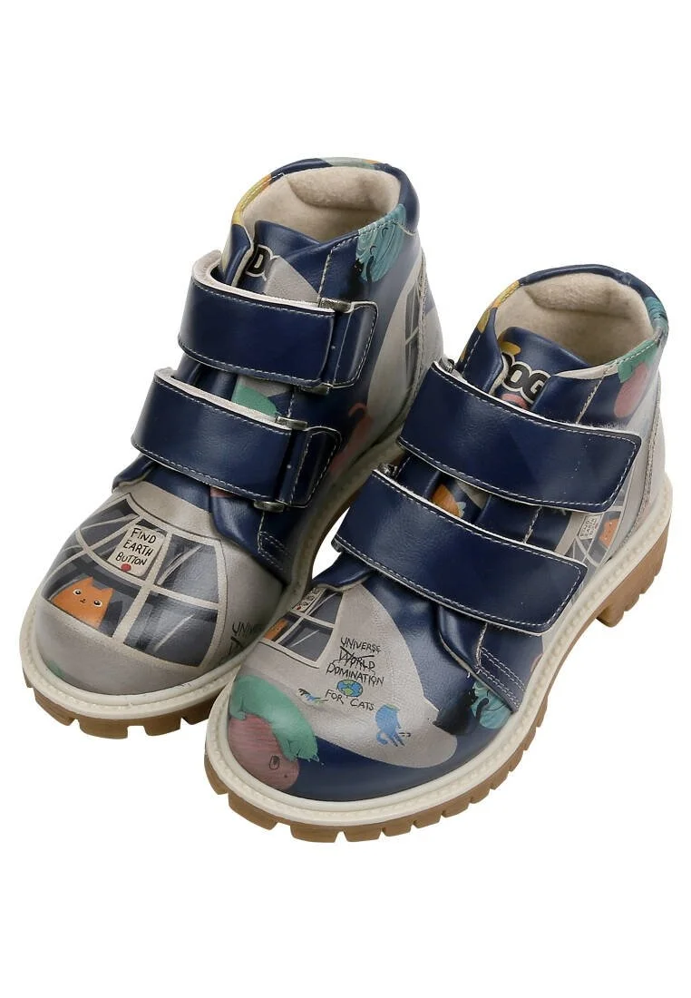 Enfants Cuir Vegan Multicolore Bottes - Universe Domination Motif