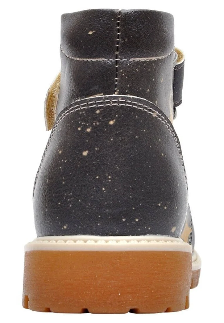 Enfants Cuir Vegan Noir Bottes - Owls Family Motif