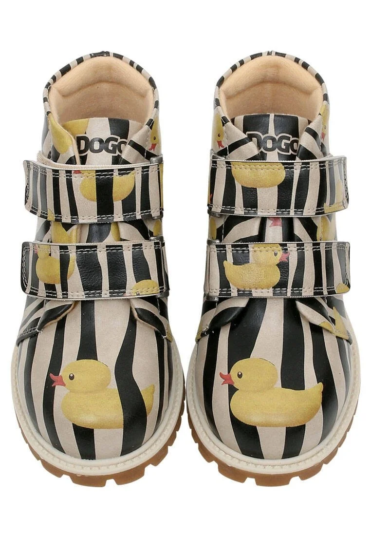 Enfants Cuir Vegan Noir Bottes - Ducky Motif