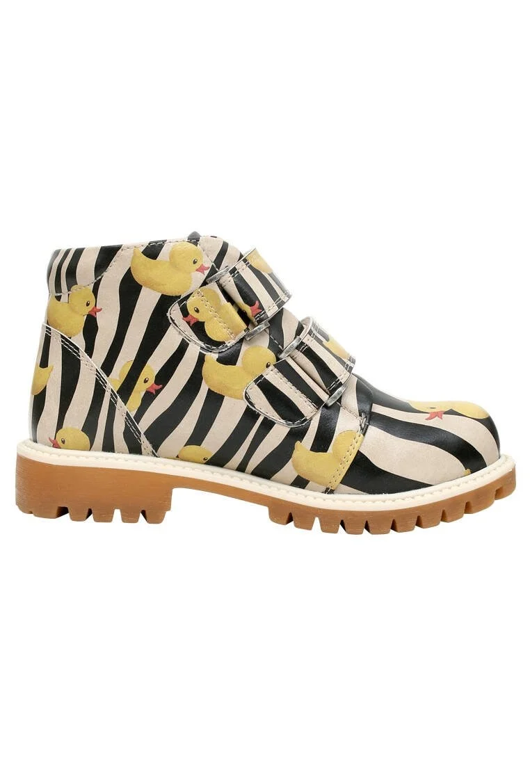 Enfants Cuir Vegan Noir Bottes - Ducky Motif