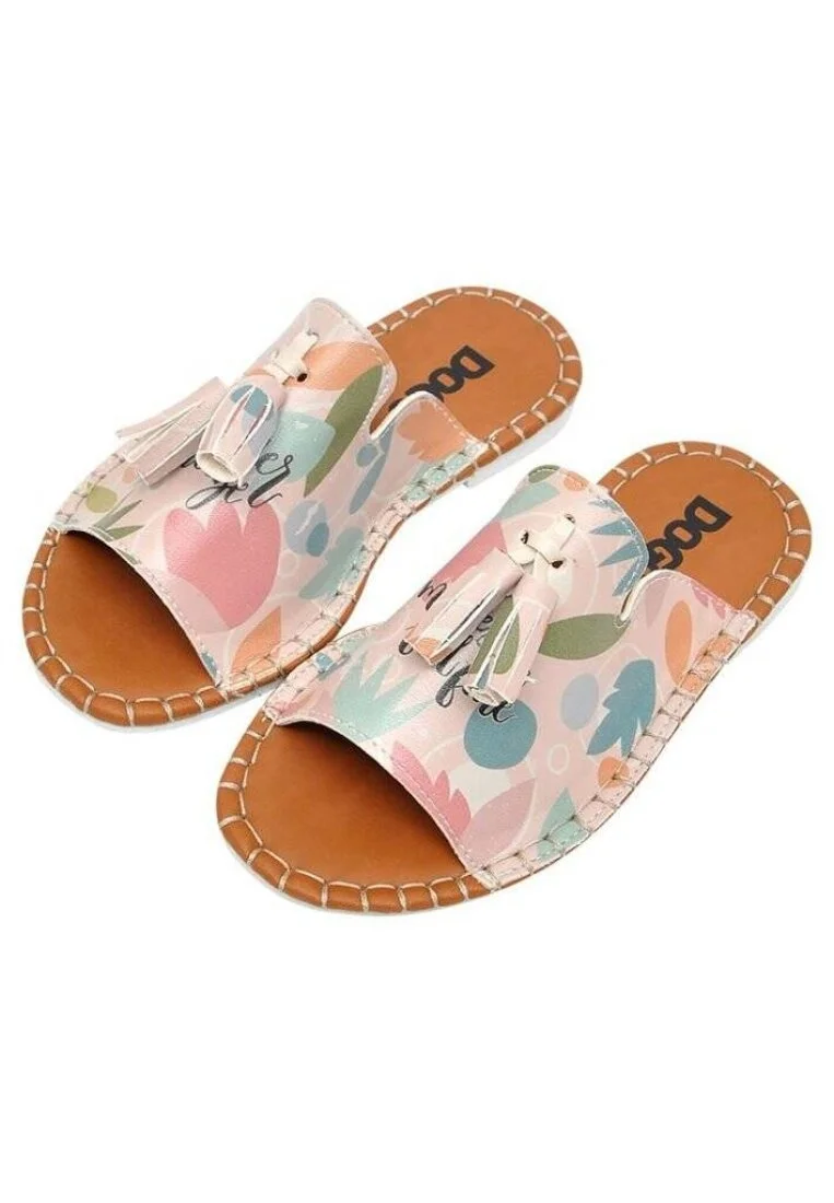 Enfants Cuir Vegan Rose Sandales - Summer breeze Motif