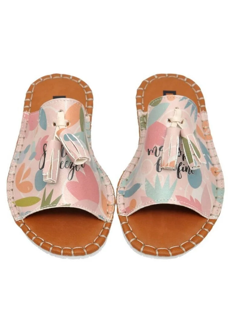 Enfants Cuir Vegan Rose Sandales - Summer breeze Motif