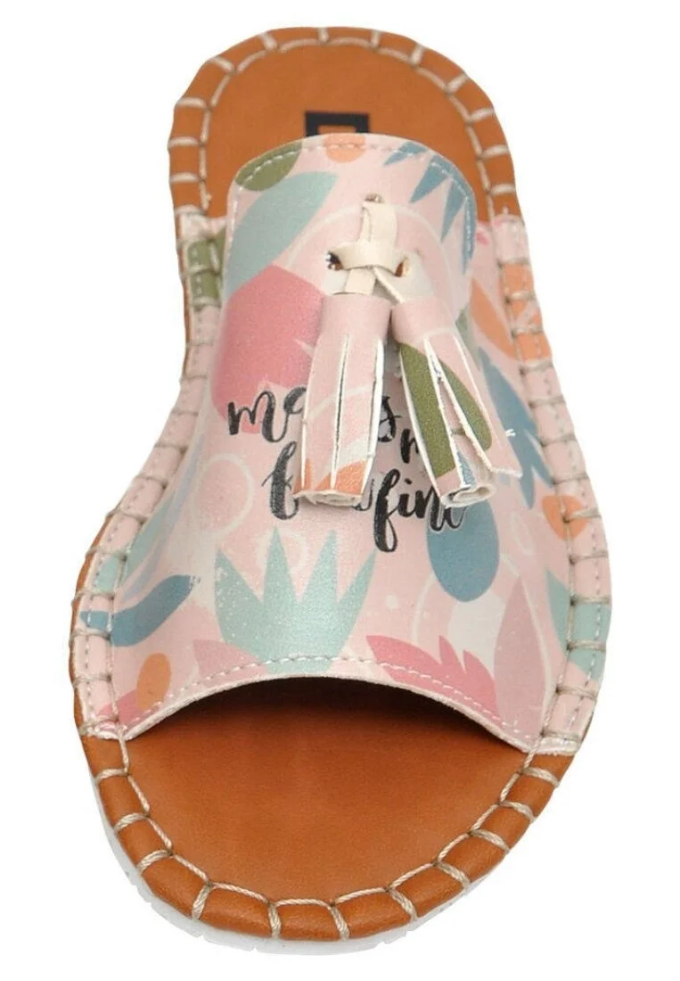 Enfants Cuir Vegan Rose Sandales - Summer breeze Motif