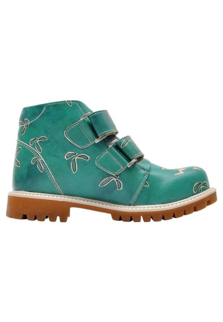 Enfants Cuir Vegan Turquoise Bottes - Koala Motif