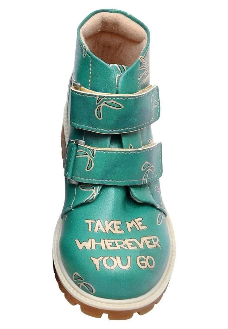 Enfants Cuir Vegan Turquoise Bottes - Koala Motif