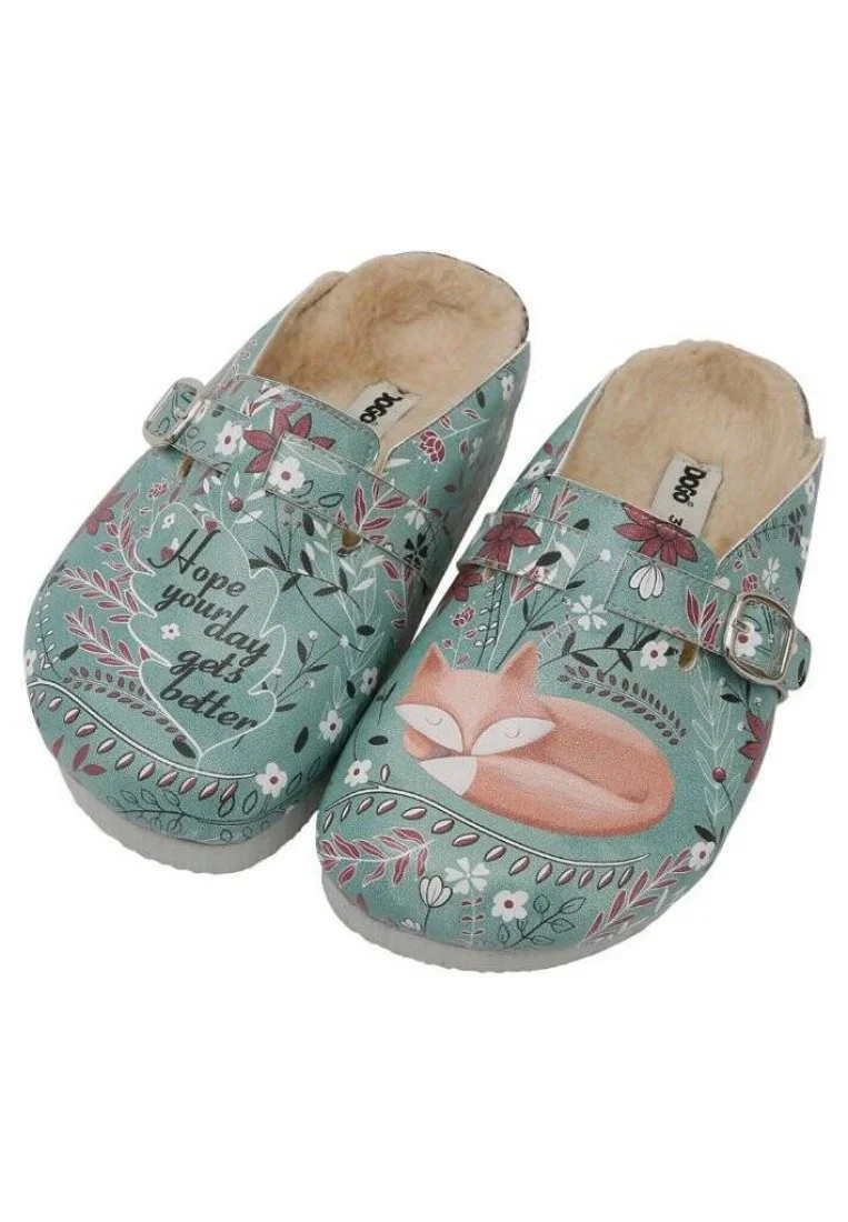 Enfants Cuir Vegan Vert Chaussons - Spirit Animal Motif