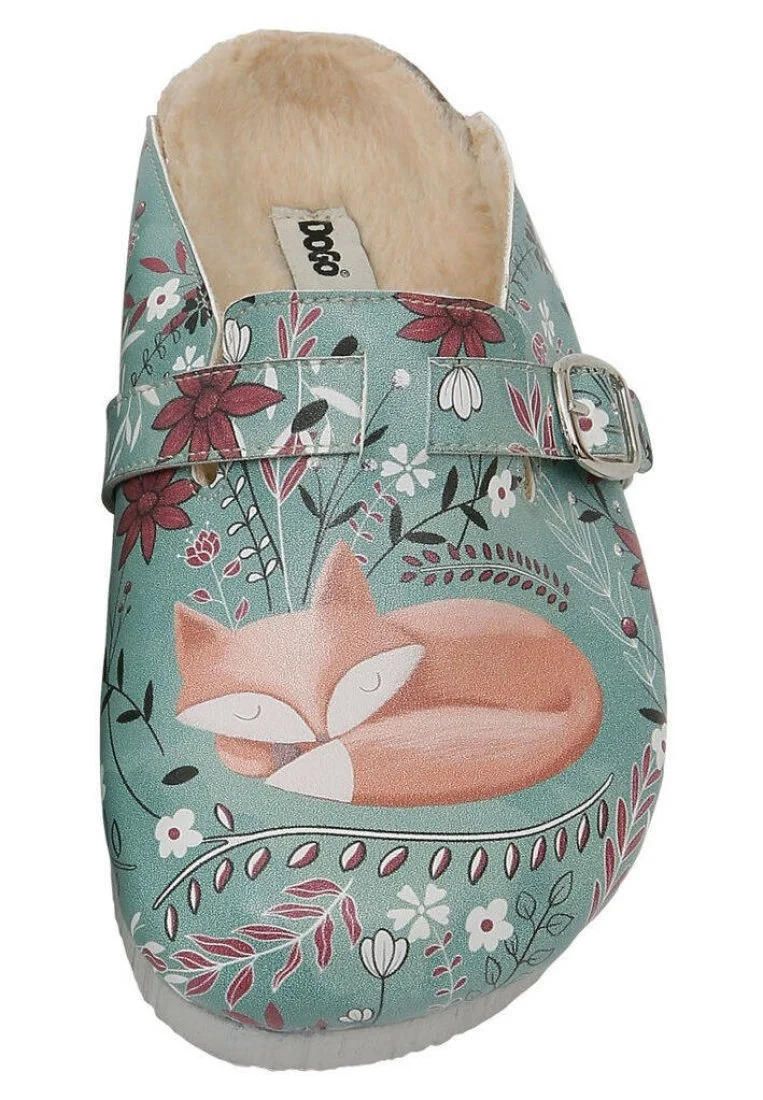 Enfants Cuir Vegan Vert Chaussons - Spirit Animal Motif