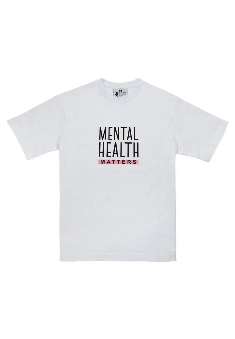 Erkek Vegan Beyaz T-Shirt - Mental Health Matters Tasarım