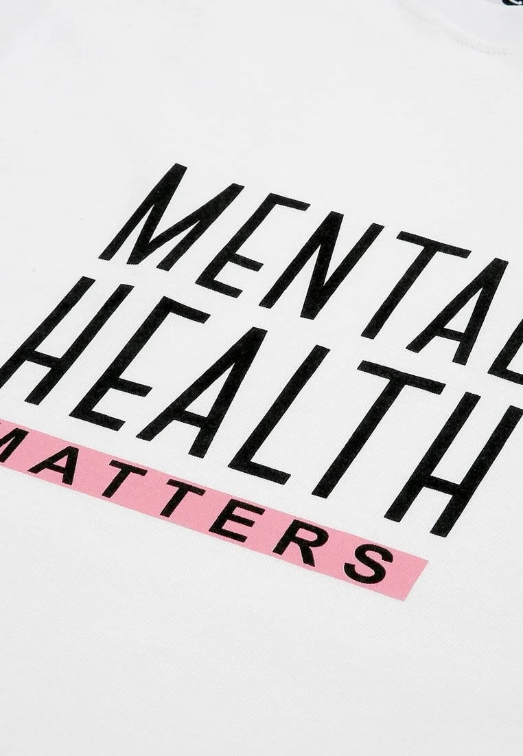 Erkek Vegan Beyaz T-Shirt - Mental Health Matters Tasarım