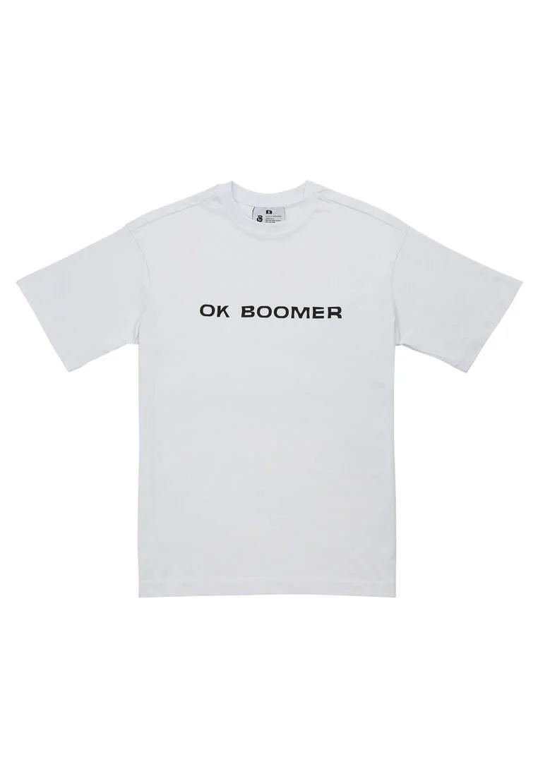Erkek Vegan Beyaz T-Shirt - Ok Boomer Tasarım