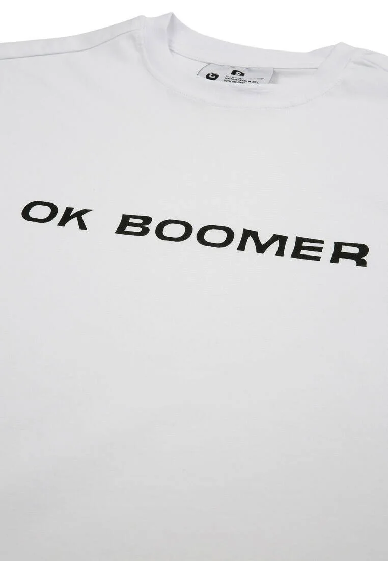 Erkek Vegan Beyaz T-Shirt - Ok Boomer Tasarım