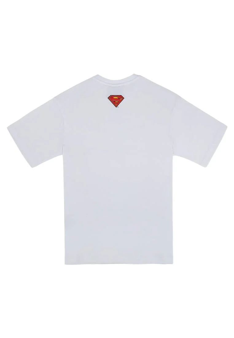 Erkek Vegan Beyaz T-Shirt - Warner Bros Tasmanian x Superman Tasarım