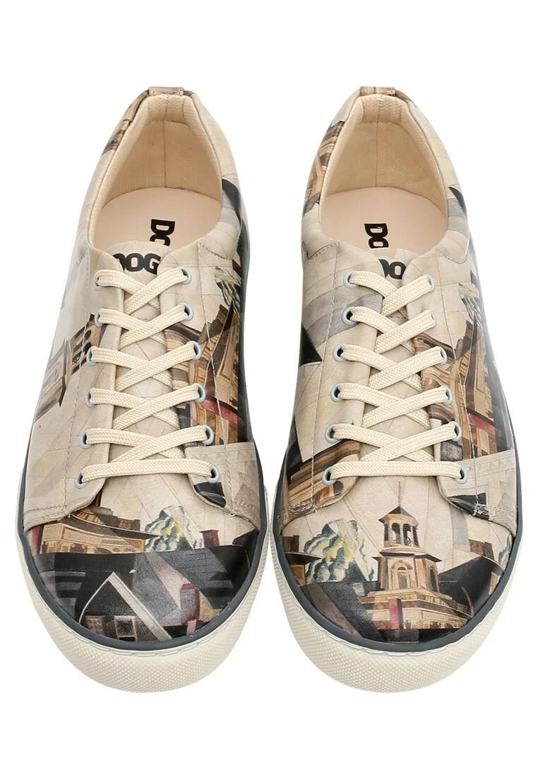 Erkek Vegan Deri Bej Sneakers - Time to Ring the Bells Tasarım
