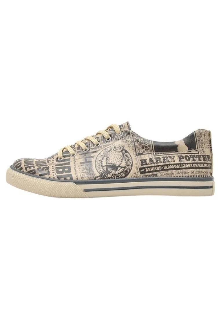 Erkek Vegan Deri Bej Sneakers - Warner Bros Daily Prophet Harry Potter Tasarım