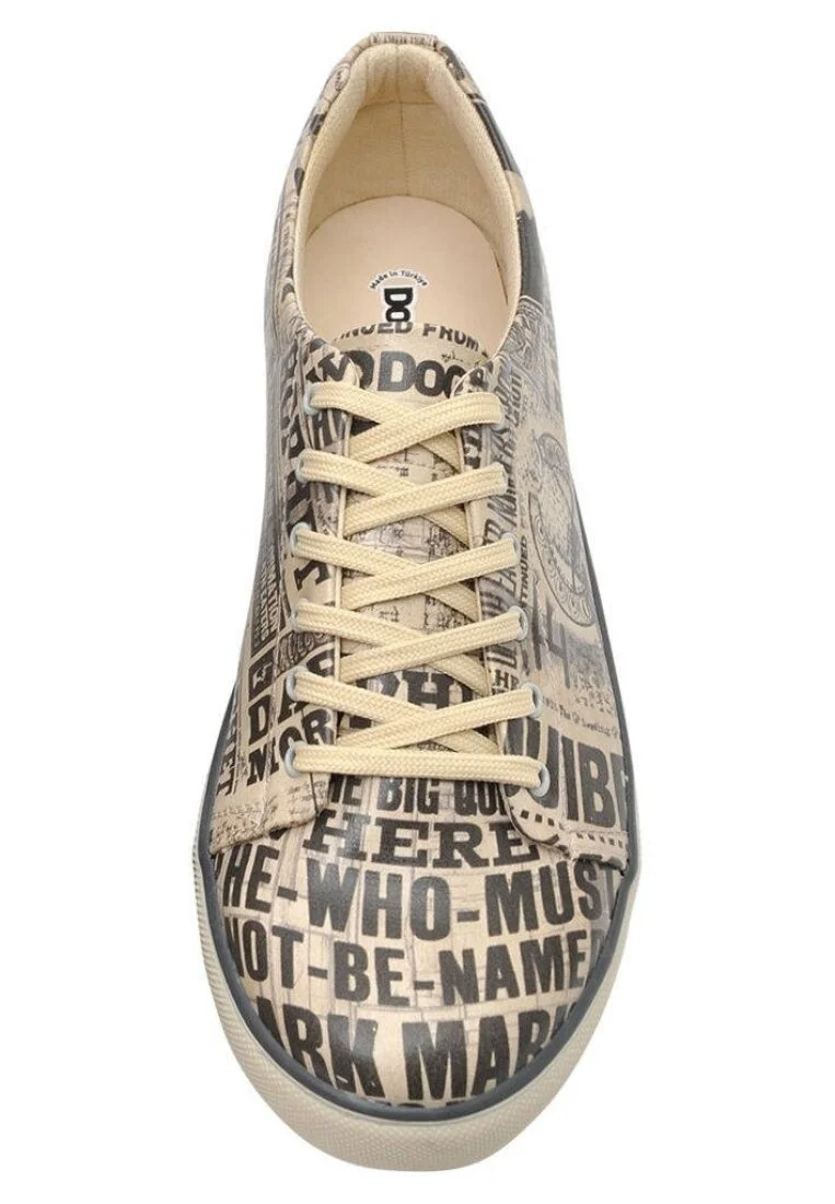 Erkek Vegan Deri Bej Sneakers - Warner Bros Daily Prophet Harry Potter Tasarım