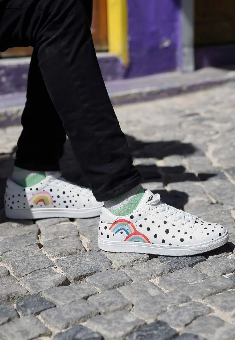 Erkek Vegan Deri Beyaz Günlük Sneakers - More Self Love Tasarım