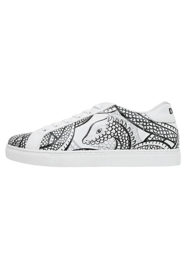 Erkek Vegan Deri Beyaz Günlük Sneakers - The Power Of The Dragon Tasarım