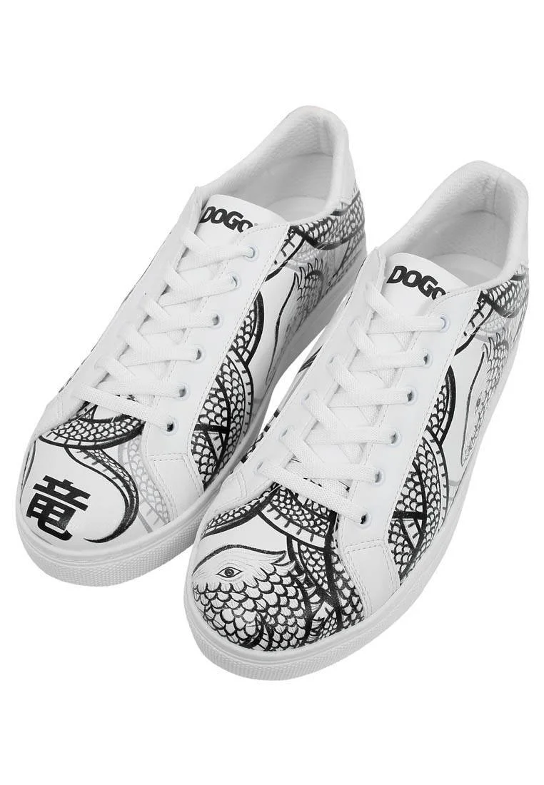Erkek Vegan Deri Beyaz Günlük Sneakers - The Power Of The Dragon Tasarım