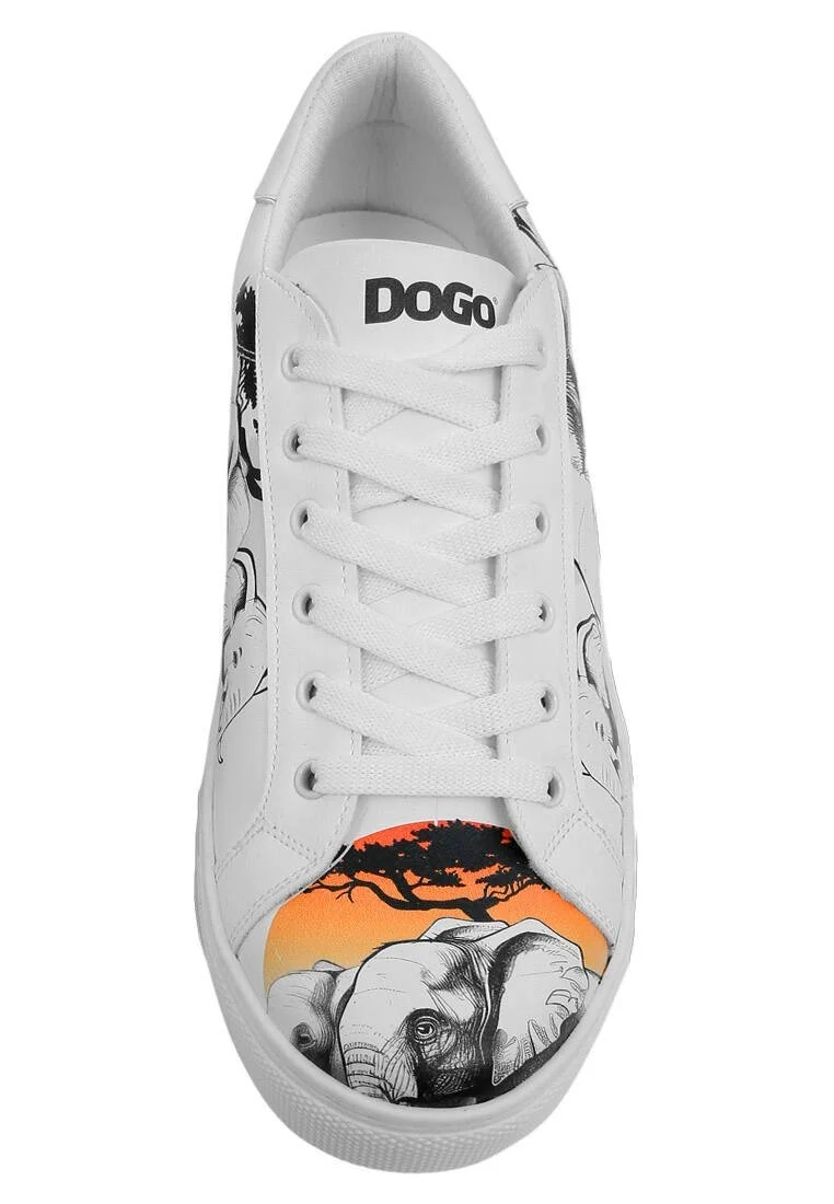 Erkek Vegan Deri Beyaz Sneakers - Sunset Animals Tasarım