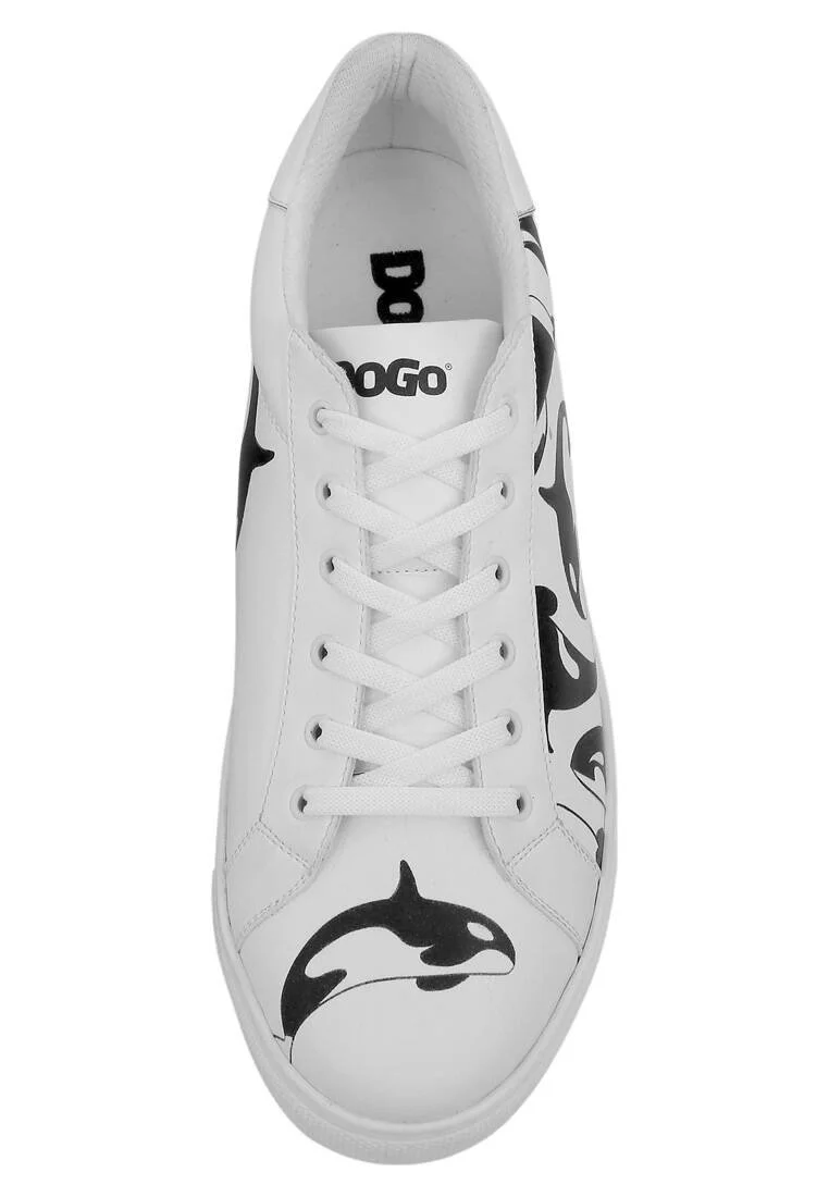 Erkek Vegan Deri Beyaz Sneakers - Flowing Orca Tasarım