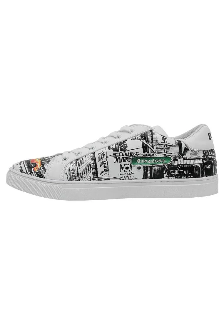 Erkek Vegan Deri Beyaz Sneakers - Broadway Tasarım