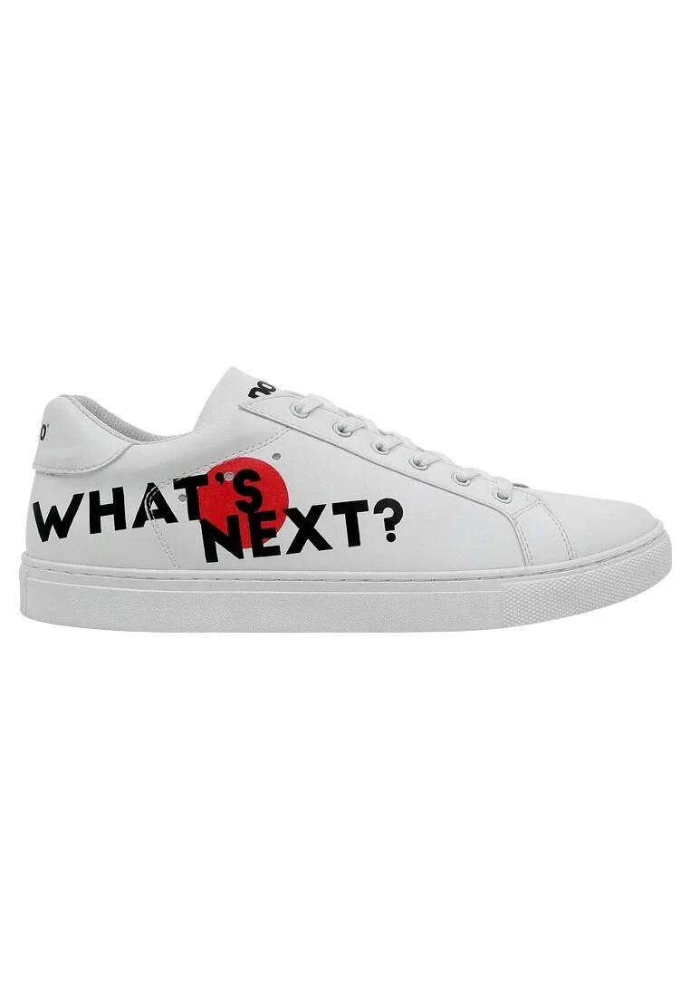 Erkek Vegan Deri Beyaz Sneakers - What's Next? Tasarım