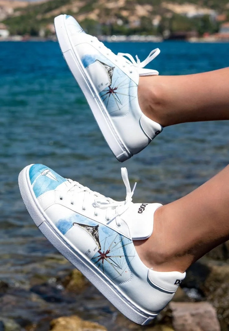 Erkek Vegan Deri Beyaz Sneakers - Meet me Halfway Tasarım