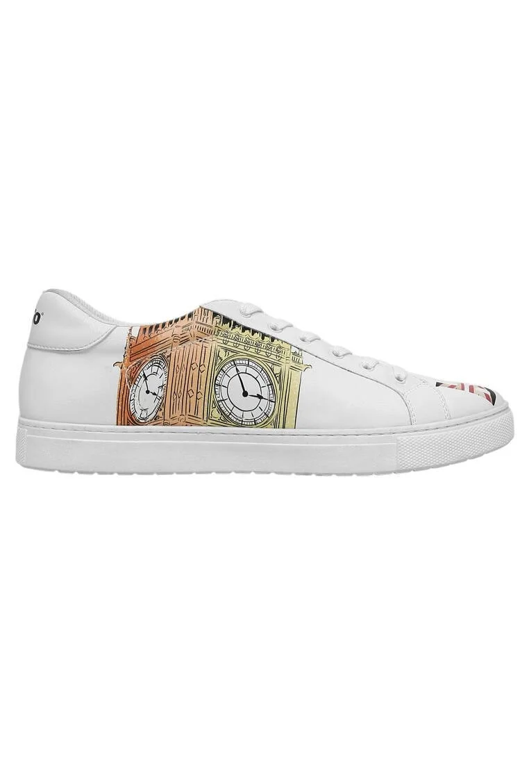 Erkek Vegan Deri Beyaz Sneakers - It's the Time for London Tasarım