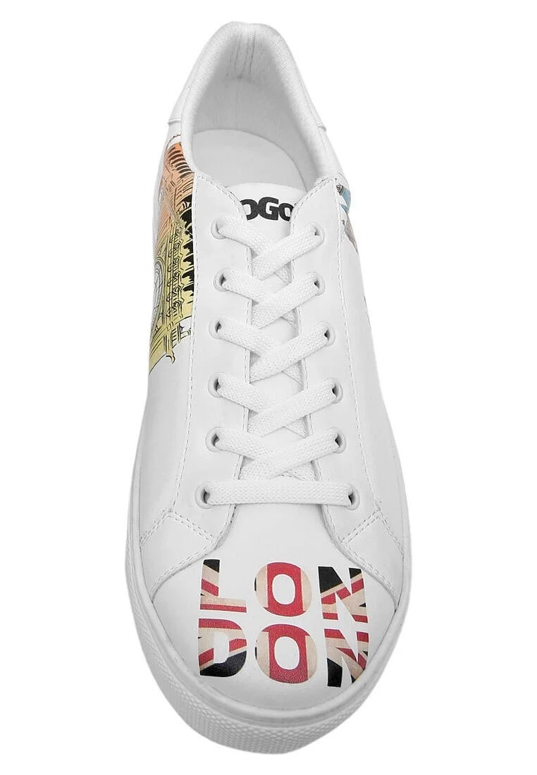 Erkek Vegan Deri Beyaz Sneakers - It's the Time for London Tasarım