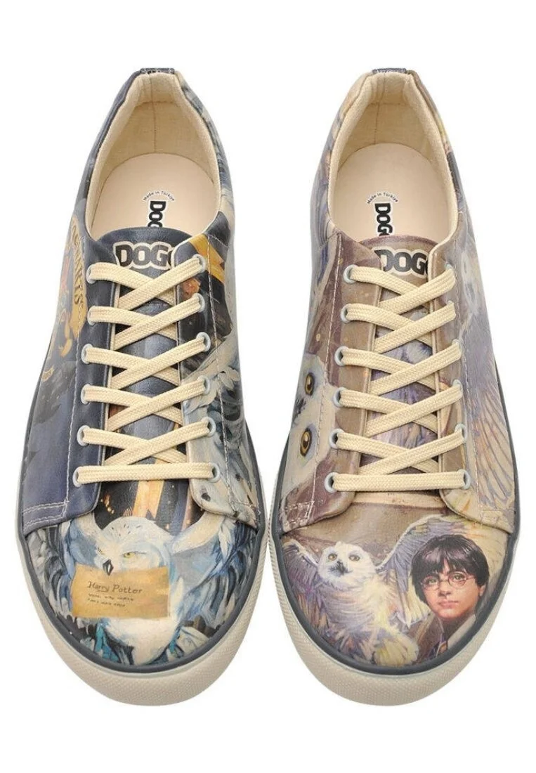 Erkek Vegan Deri Çok Renkli Sneakers - Warner Bros Harry and Hedwig Harry Potter Tasarım