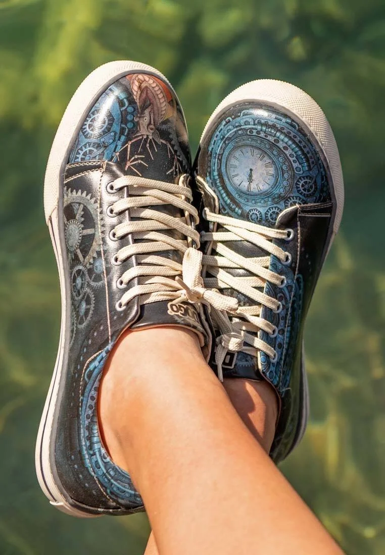 Erkek Vegan Deri Lacivert Sneakers - Time's Up Deer Tasarım