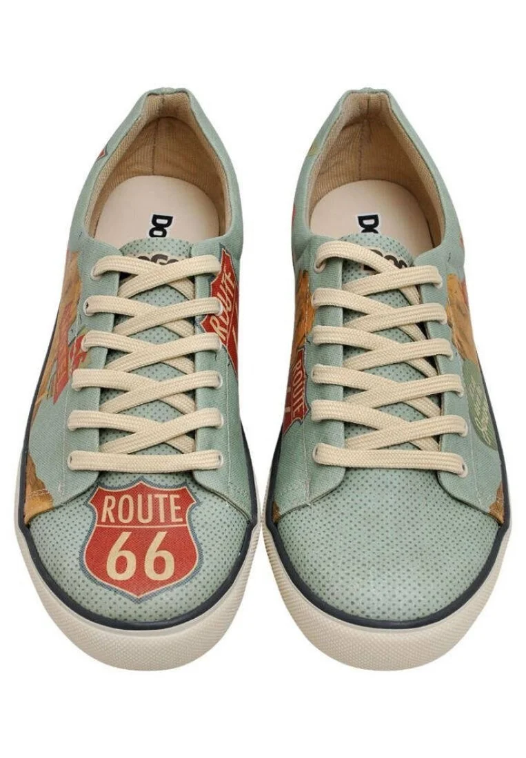 Erkek Vegan Deri Mavi Sneakers - Route 66 Tasarım