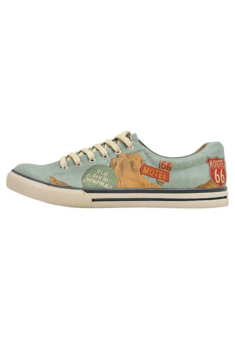 Erkek Vegan Deri Mavi Sneakers - Route 66 Tasarım