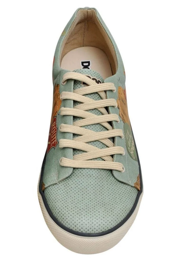 Erkek Vegan Deri Mavi Sneakers - Route 66 Tasarım