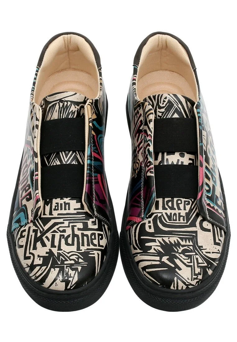 Erkek Vegan Deri Siyah Slip On Sneakers - Ludwig Tasarım