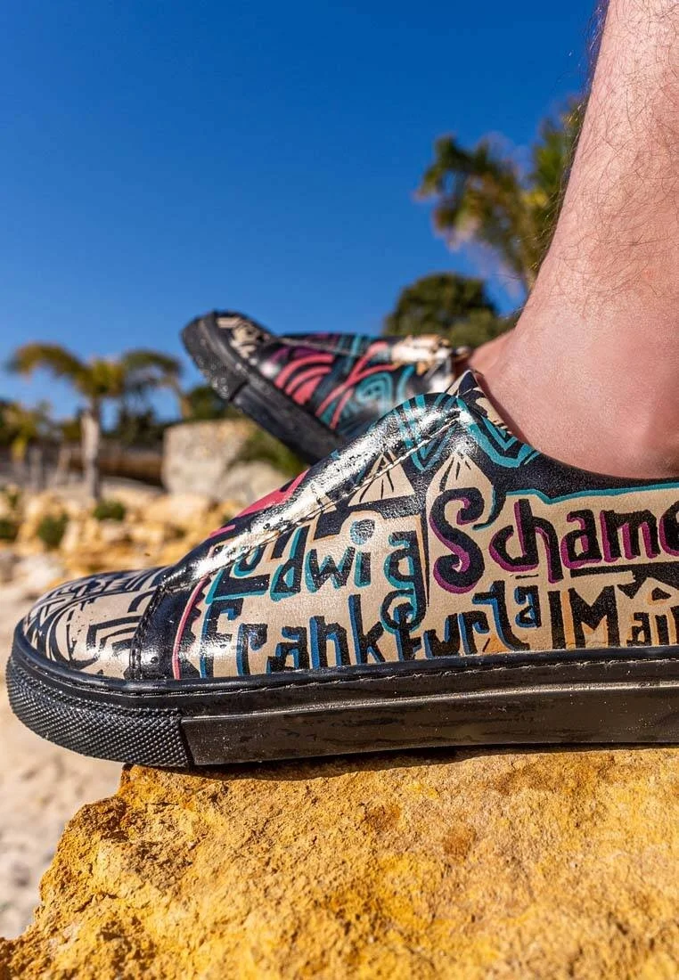 Erkek Vegan Deri Siyah Slip On Sneakers - Ludwig Tasarım