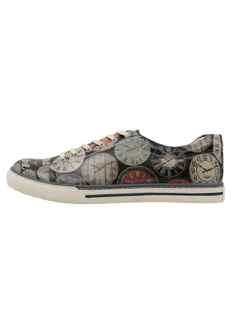 Erkek Vegan Deri Siyah Sneakers - Time Waits for No-one Tasarım