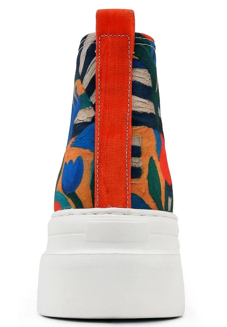 Femme Vegan Multicolore Baskets Montantes à Plateforme - Blossom Hug Motif