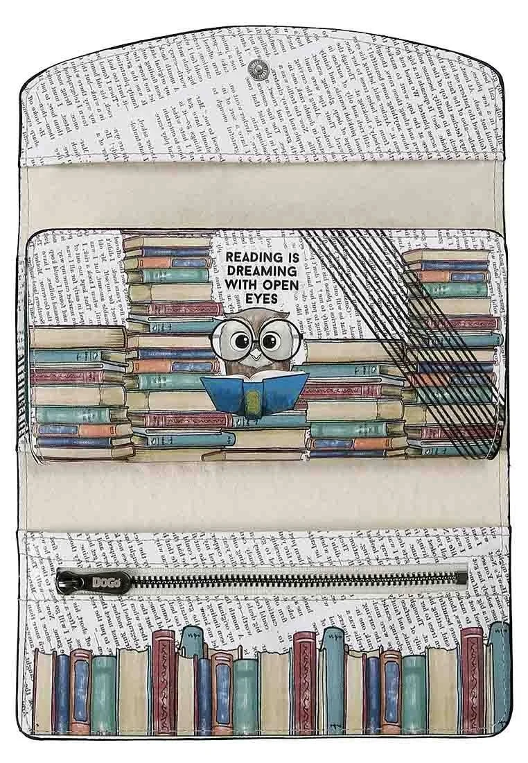 Femme Beige Portefeuille - The Wise Owl Motif
