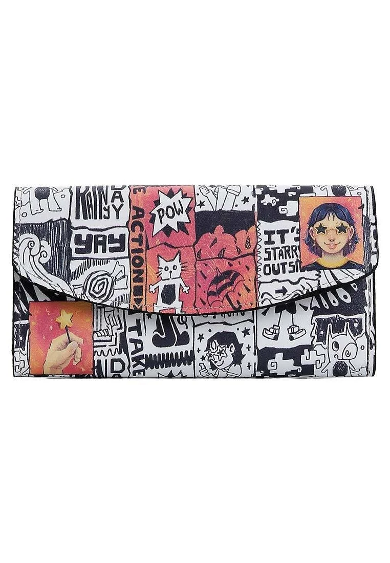 Femme Blanc Portefeuille - Star Girl Motif