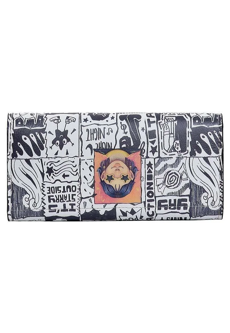 Femme Blanc Portefeuille - Star Girl Motif
