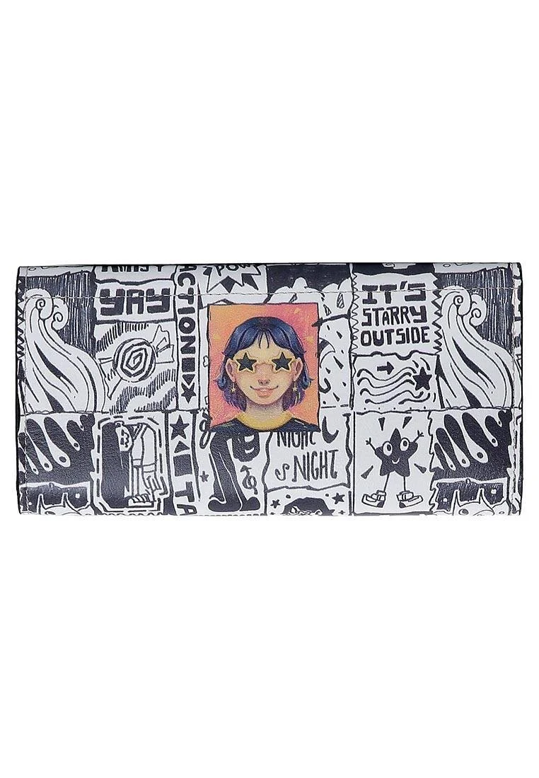 Femme Blanc Portefeuille - Star Girl Motif