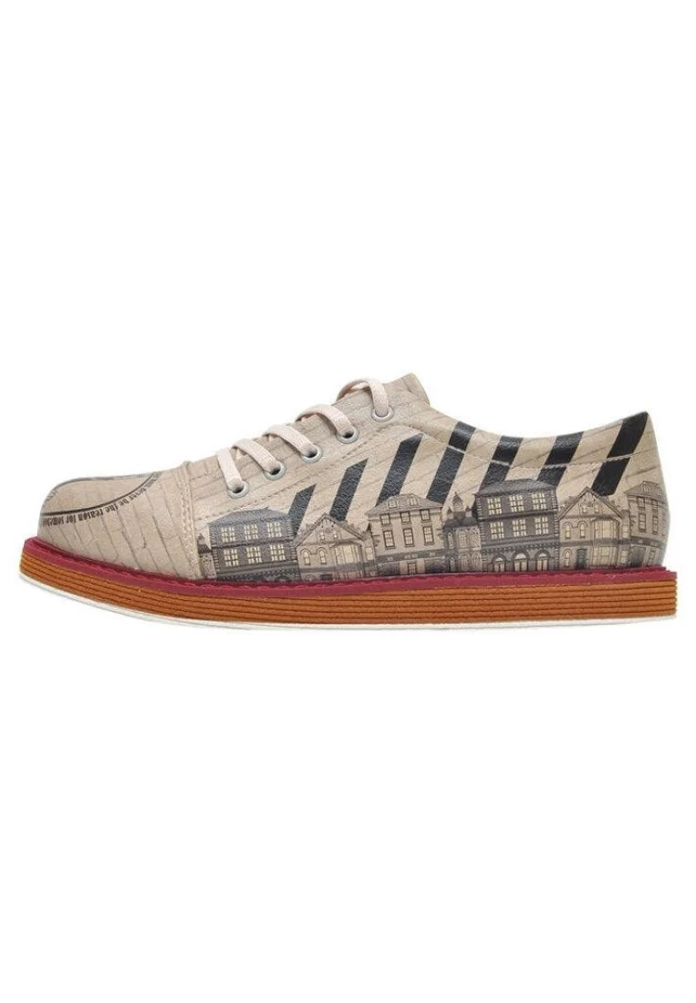 Femme Cuir Vegan Beige Baskets - Chaplin Ows Motif
