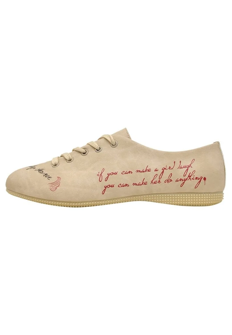 Femme Cuir Vegan Beige Baskets - Marilyn Monroe Motif