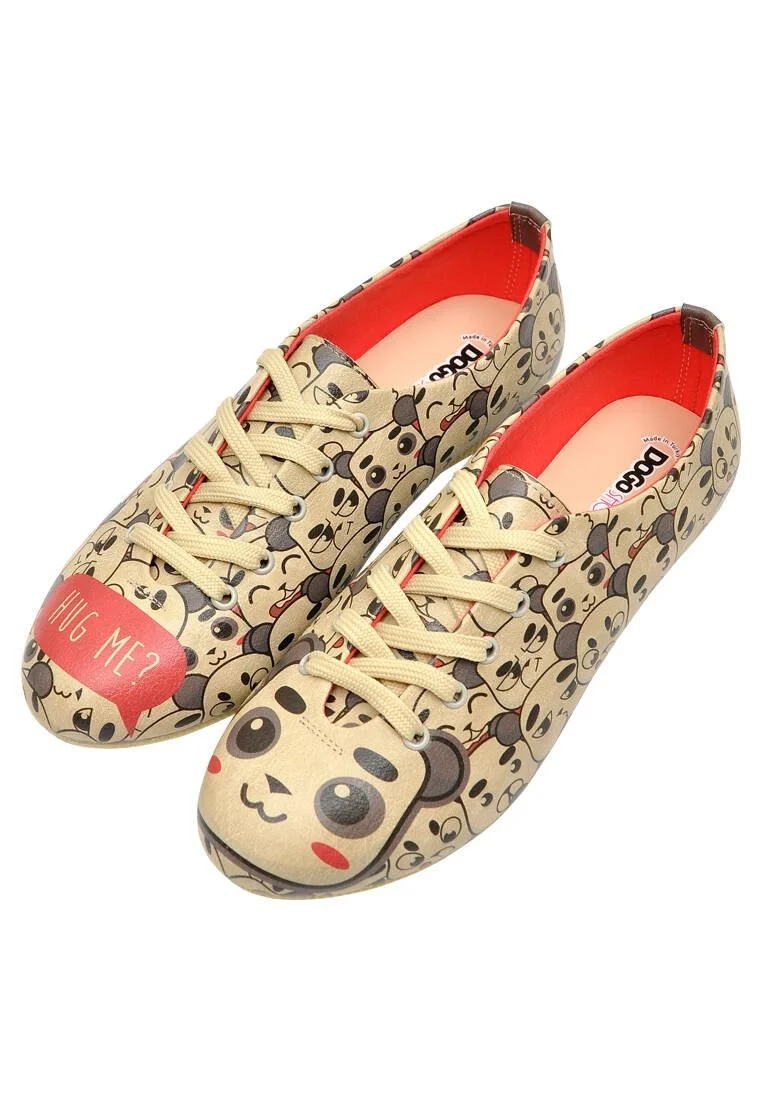 Femme Cuir Vegan Beige Baskets - Hug Me Motif