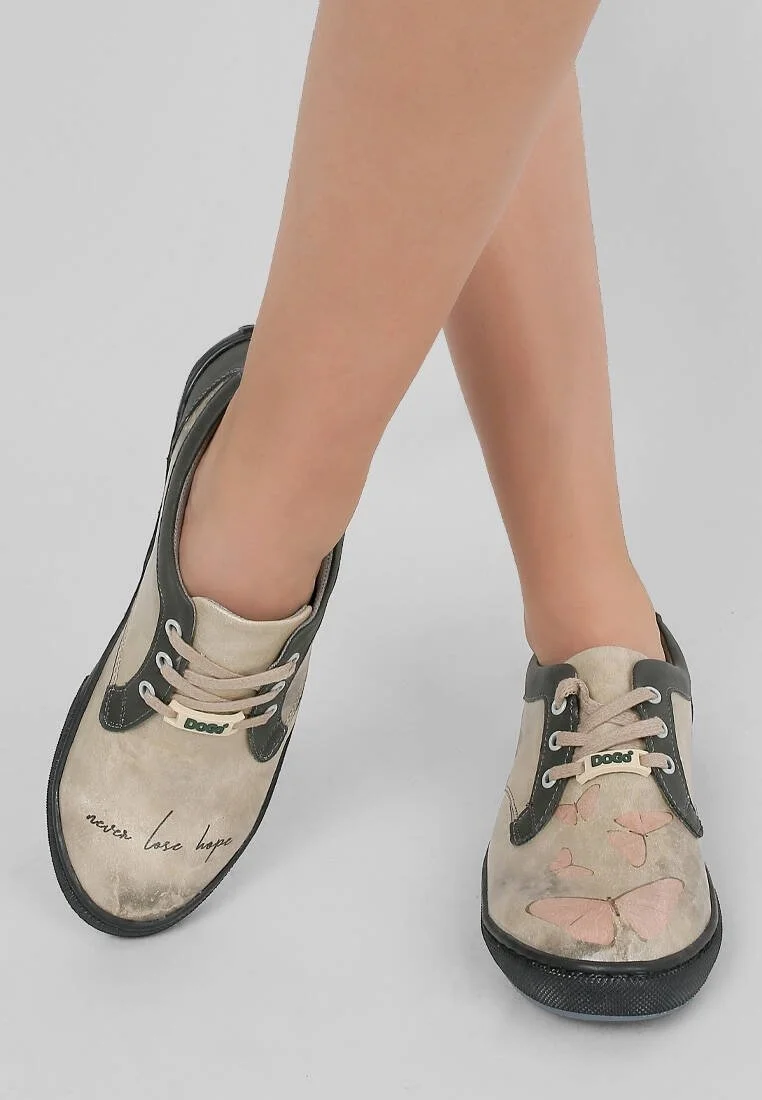 Femme Cuir Vegan Beige Baskets - Never Lose Hope Motif
