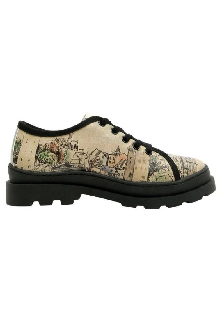Femme Cuir Vegan Beige Baskets - Take a Walk Motif