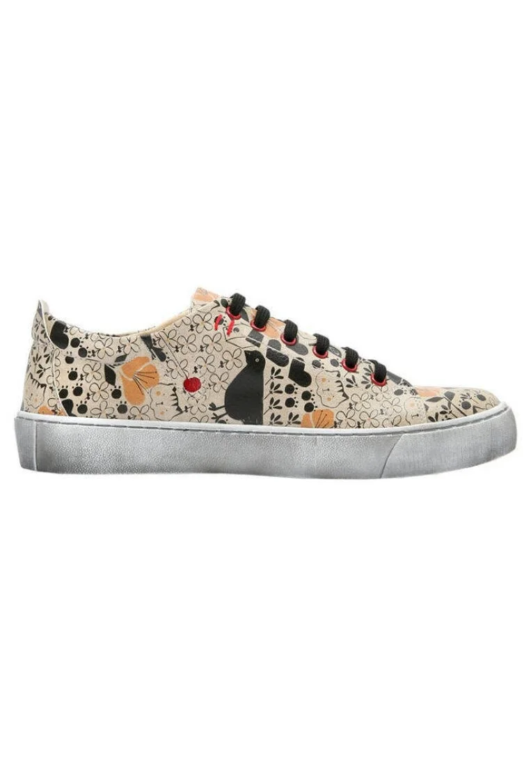Femme Cuir Vegan Beige Baskets - Go Home Motif